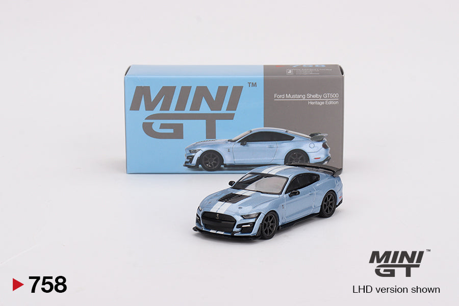 1:64 Mini GT #758 Ford Mustang Shelby GT500 Heritage Edition – blue Limited Edition mgt00758