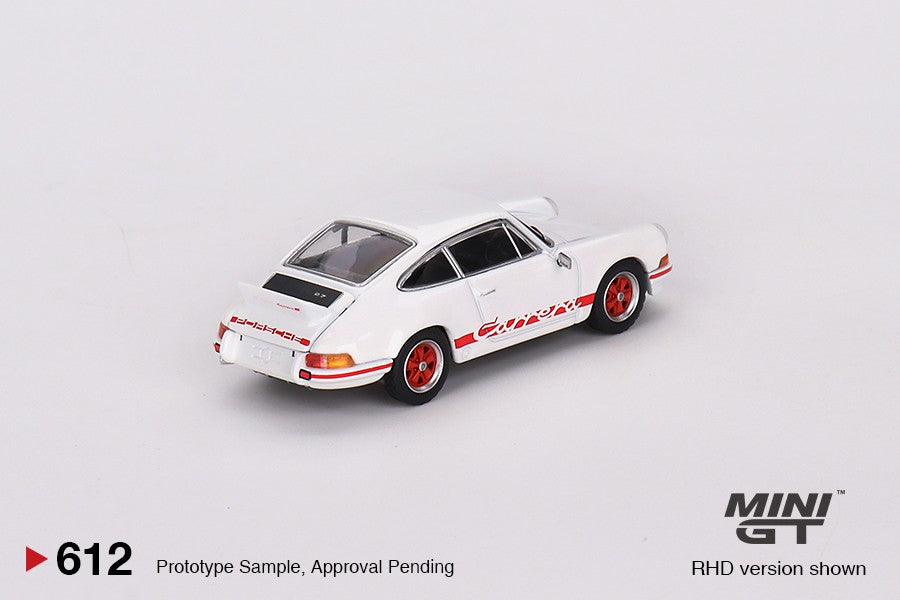 1/64 MINI GT #612 Porsche 911 Carrera RS 2.7 Grand Prix White with Red Livery Limited Edition mgt00612