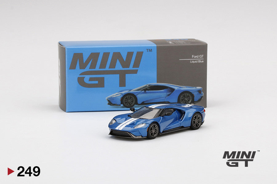 1:64 Mini GT #249 Ford GT Liquid Blue With White Racing Stripes Limited Edition MGT00249