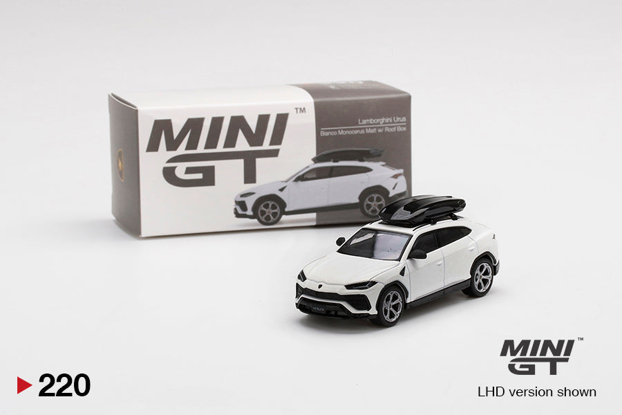 1:64 Mini GT #220 Lamborghini Urus W/ Roof Box White Limited Edition MGT00220