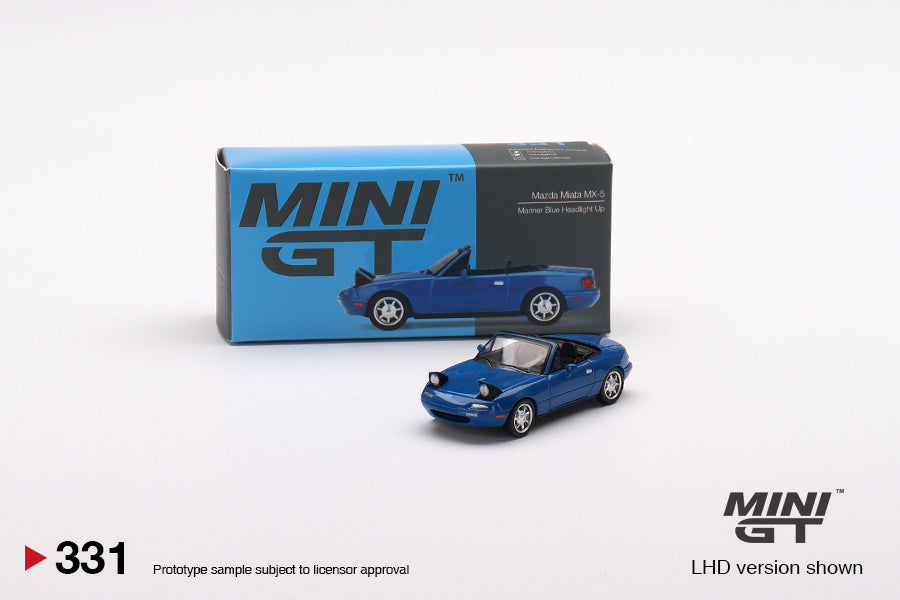 1:64 Mini GT #331 Mazda Miata MX-5 (NA) Headlight Up LHD Mariner Blue Limited Edition mgt00331