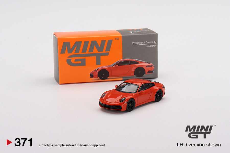 1:64 Mini GT #371 Porsche 911 (992) Carrera 4S Lava Orange Limited Edition MGT00371