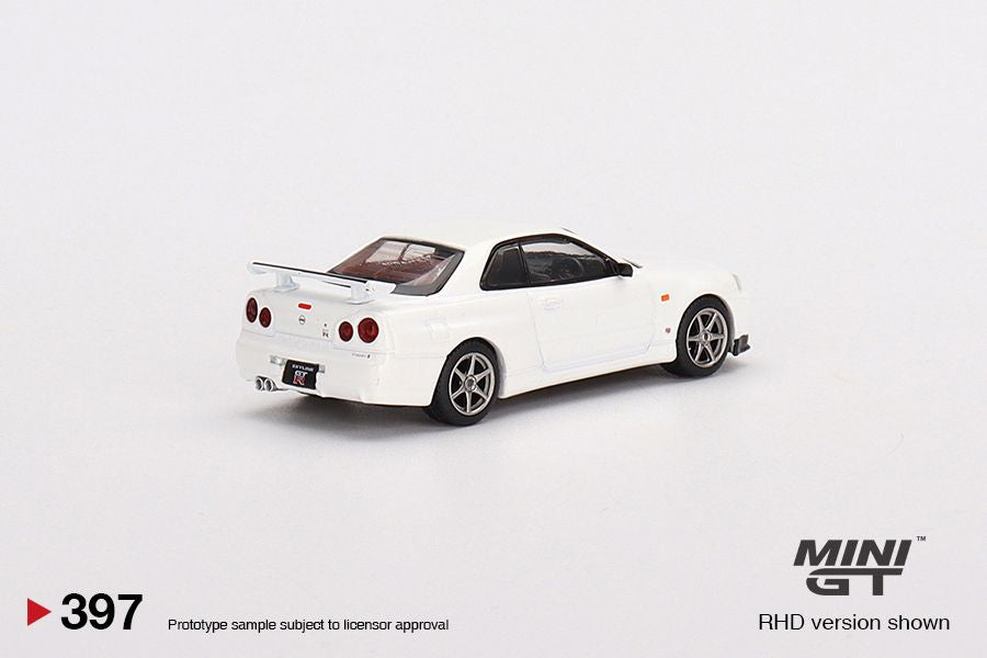 1:64 Mini GT #397 Nissan Skyline GT-R (R34) V-Spec N1 White Limited Edition mgt00397