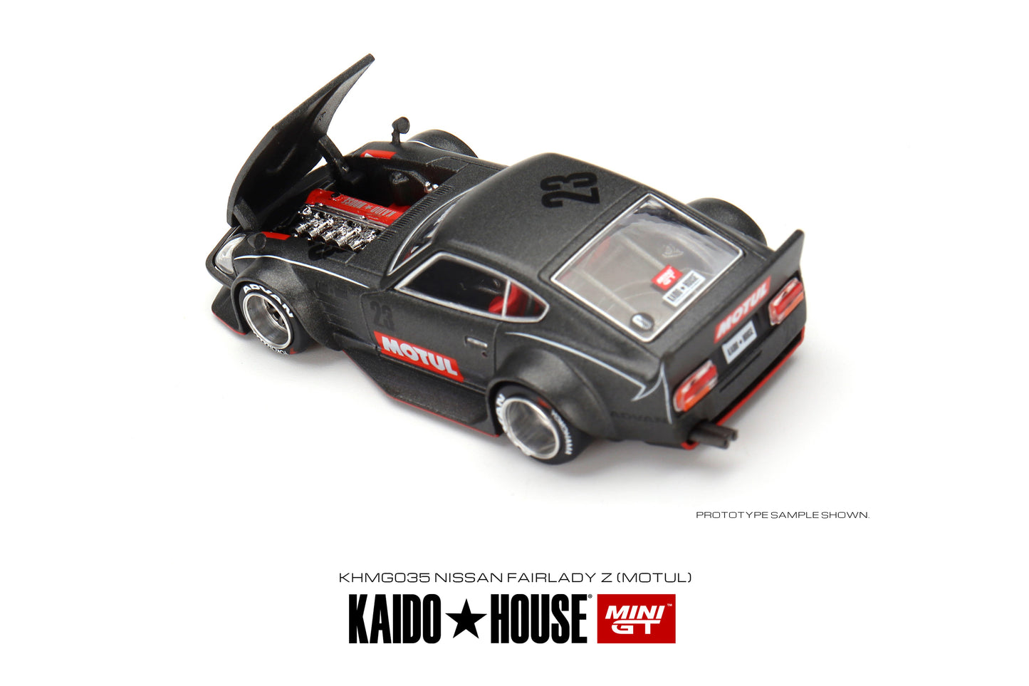 1/64 Kaido House x Mini GT Datsun Fairlady Z Motul Z Advan Version 1 (Matte Black)Sealed Limited Edition KHMG035