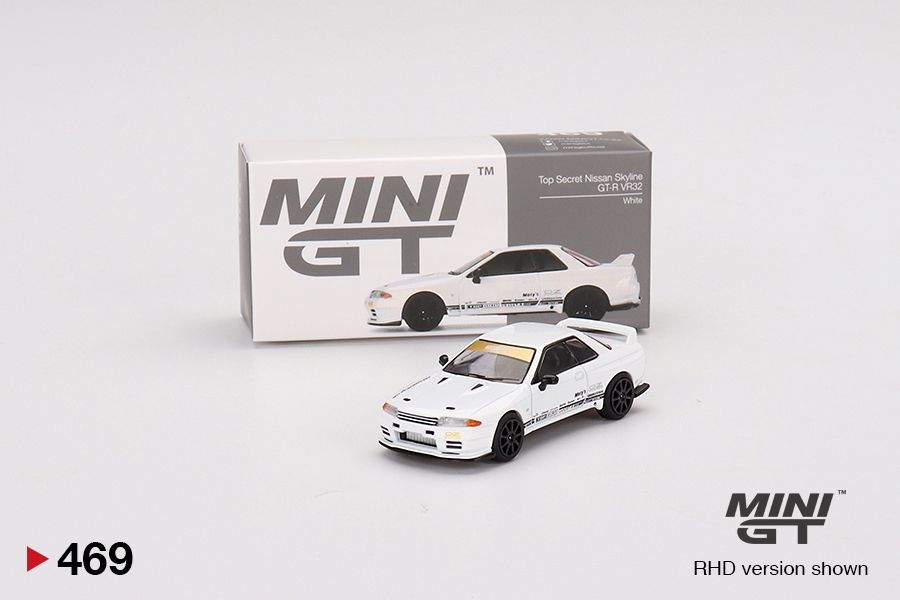 Mini GT 1:64 #469 Top Secret Nissan GT-R VR32 White Limited Edition mgt00469