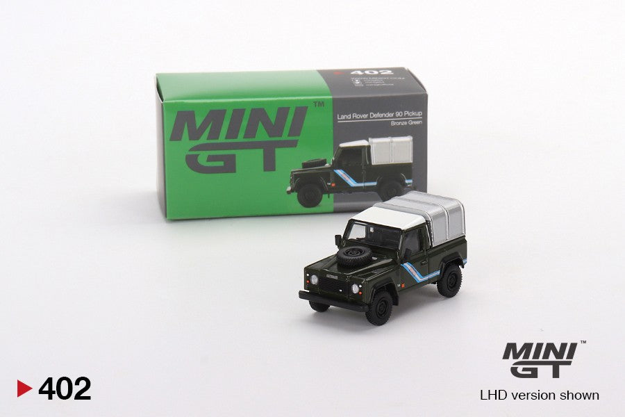 1:64 Mini GT #402 Land Rover Defender 90 Pickup Bronze Green Limited Edition mgt00402