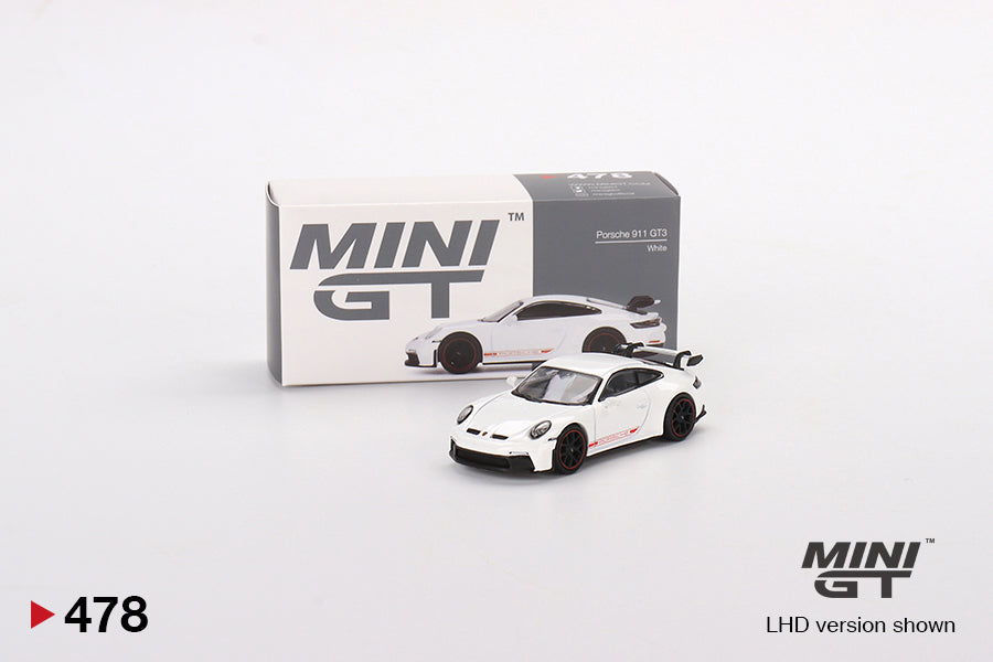 1/64 Mini GT #478 Porsche 911 (992) GT3 White Limited Edition mgt00478
