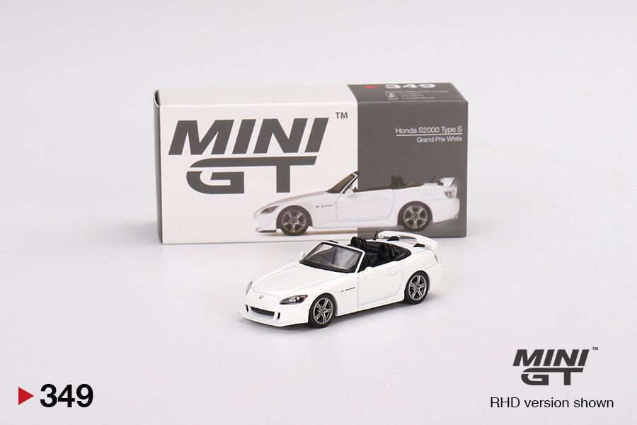 1:64 Mini GT #349 Honda S2000 (AP2) Type S Grand Prix White Limited Edition mgt00349