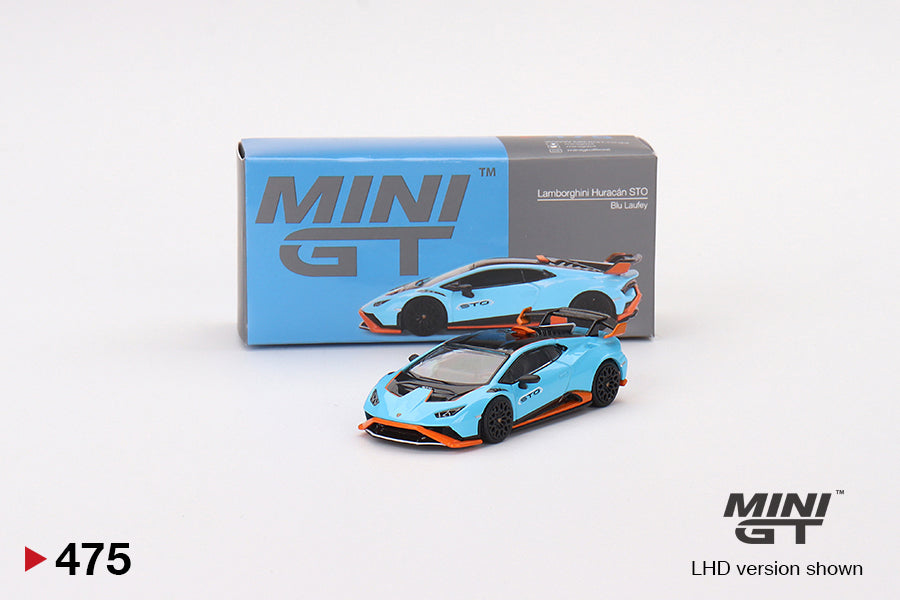 1:64 Mini GT #475 Lamborghini Huracán STO Blu Laufey Limited Edition MGT00475