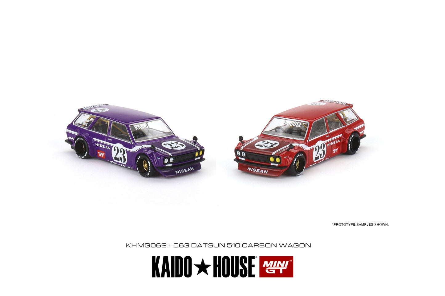 1/64 Kaido House x Mini GT Datsun KAIDO 510 Wagon CARBON FIBER V2 – Red Limited Edition KHMG063 SEALED