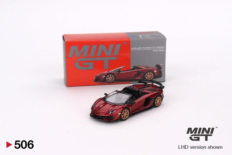 1/64 Mini GT #506 Lamborghini Aventador SVJ Roadster (Rosso Efestos) Limited Edition mgt00506