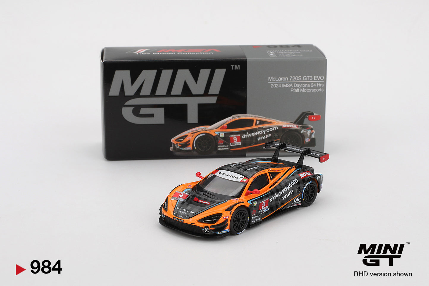 1:64 Mini GT #984 McLaren 720S GT3 Evo Pfaff Motorsports 2024 IMSA Daytona 24 Hrs Limited Edition mgt00984