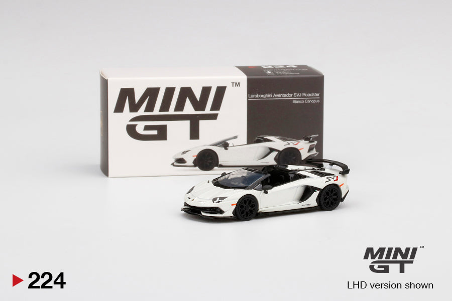 1:64 Mini GT #224 Lamborghini Aventador SVJ Roadster Bianco Canopus Limited Edition MGT00224