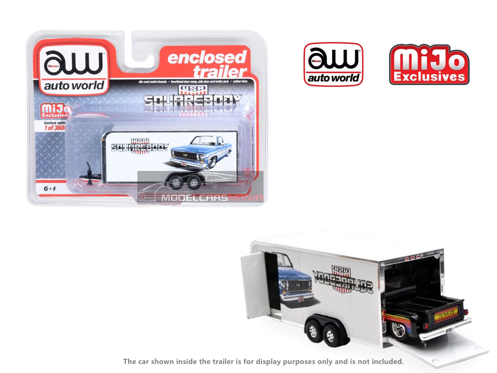1/64 Auto World Mijo Exclusive Enclosed Trailer Squarebody USA Limited Edition CP7799