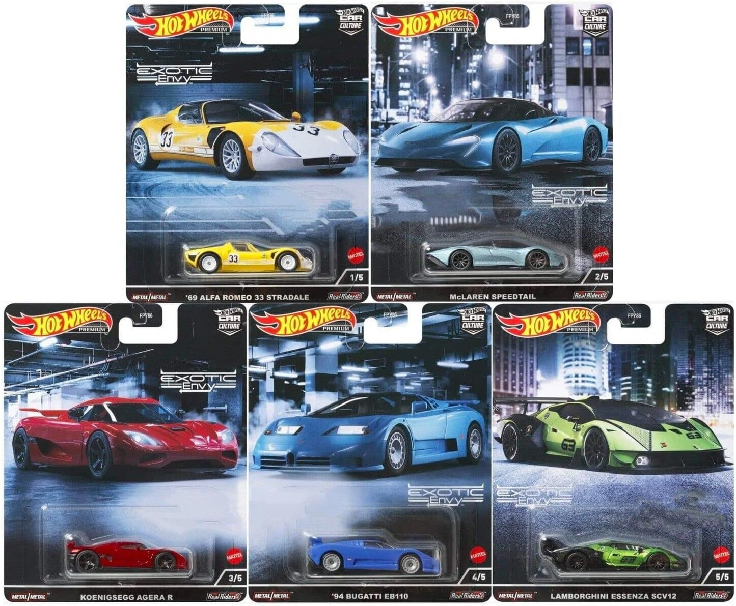 1:64 Hot Wheels Car Culture 2022 Exotic Envy M Case Set FPY86-957M