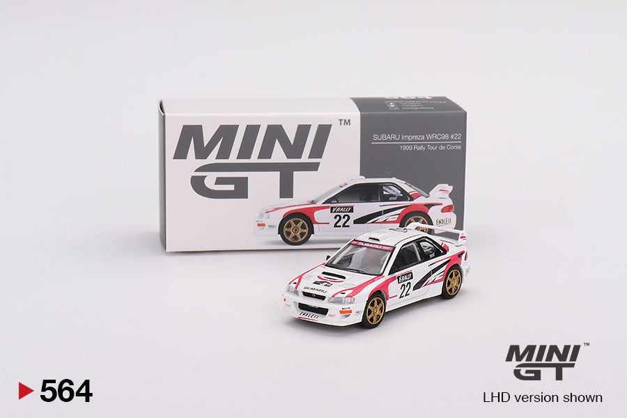 1:64 Mini GT #564 Subaru Impreza WRC98 1999 Rally Tour de Corse #22 Limited Edition mgt00564