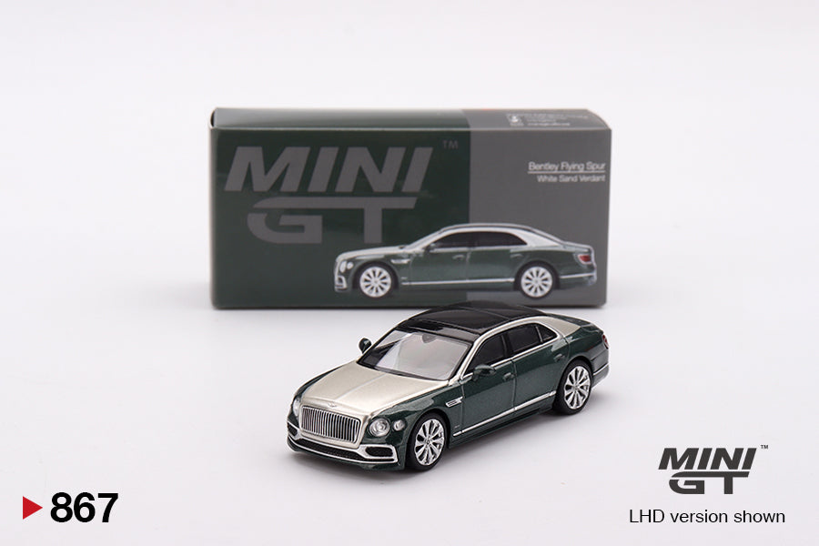 1:64 Mini GT #867 Bentley Flying Spur White Sand Verdant Limited Edition mgt00867