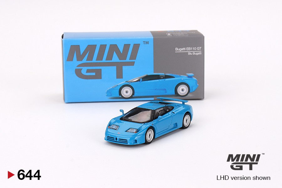 1:64 Mini GT #644 Bugatti EB110 GT – Blu Bugatti Limited Edition mgt00644