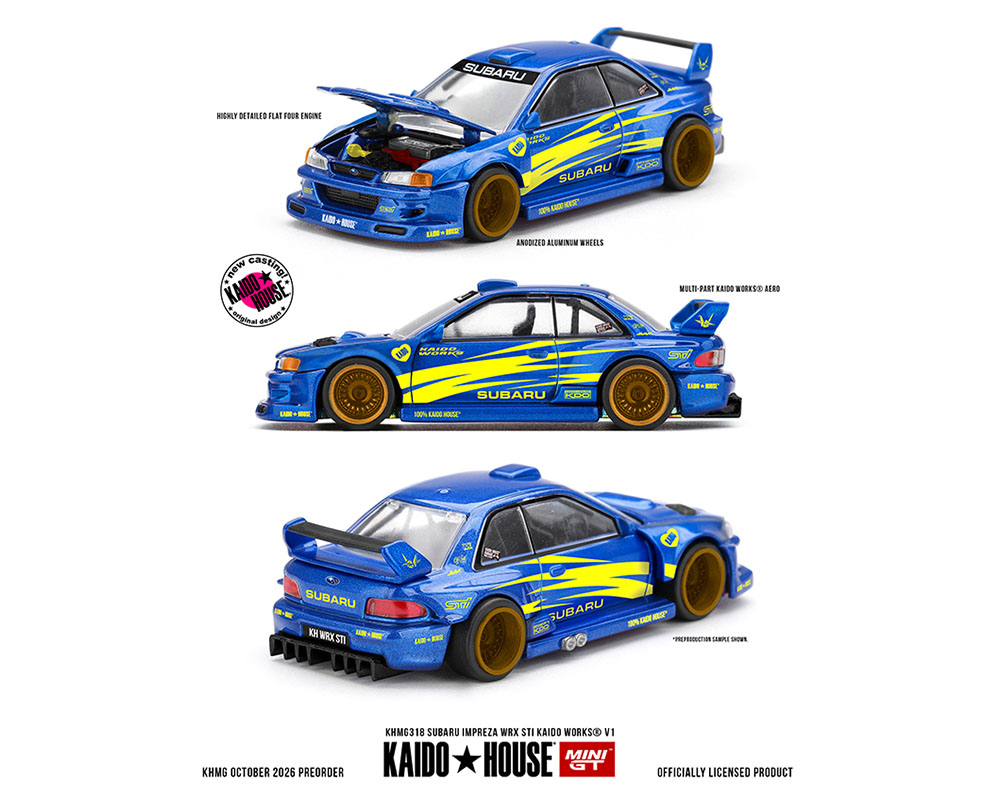 Pre-Order | 1:64 Kaido House x Mini GT Subaru Impreza WRX STI KAIDO WORKS V1 – Blue Limited Edition KHMG318