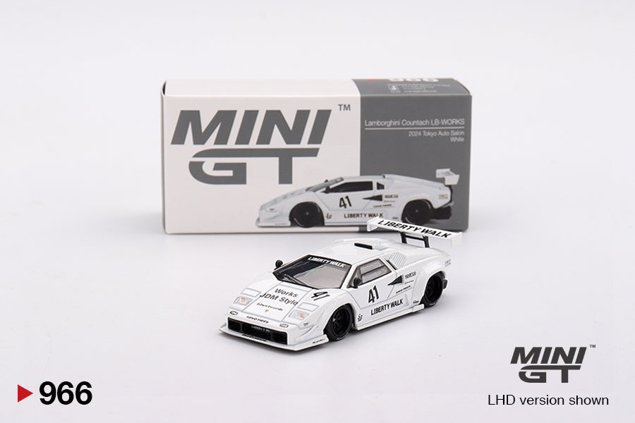 1/64 Mini GT #966 Lamborghini Countach LB-WORKS – White – 2024 Tokyo Auto Salon Limited Edition mgt00966