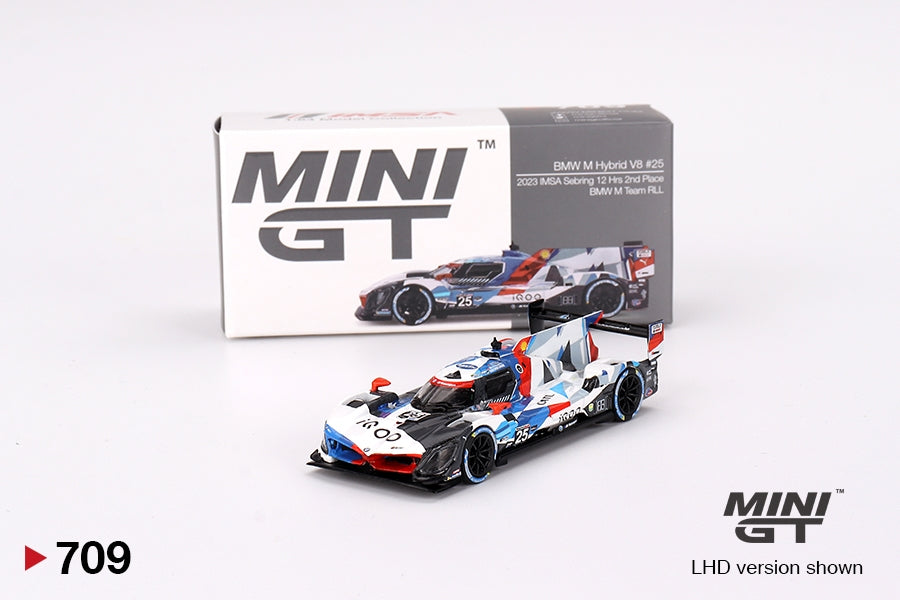 1/64 Mini GT #709 BMW M Hybrid V8 #25 BMW M Team RLL 2023 IMSA Sebring 12 Hrs 2nd Place Limited Edition mgt00709
