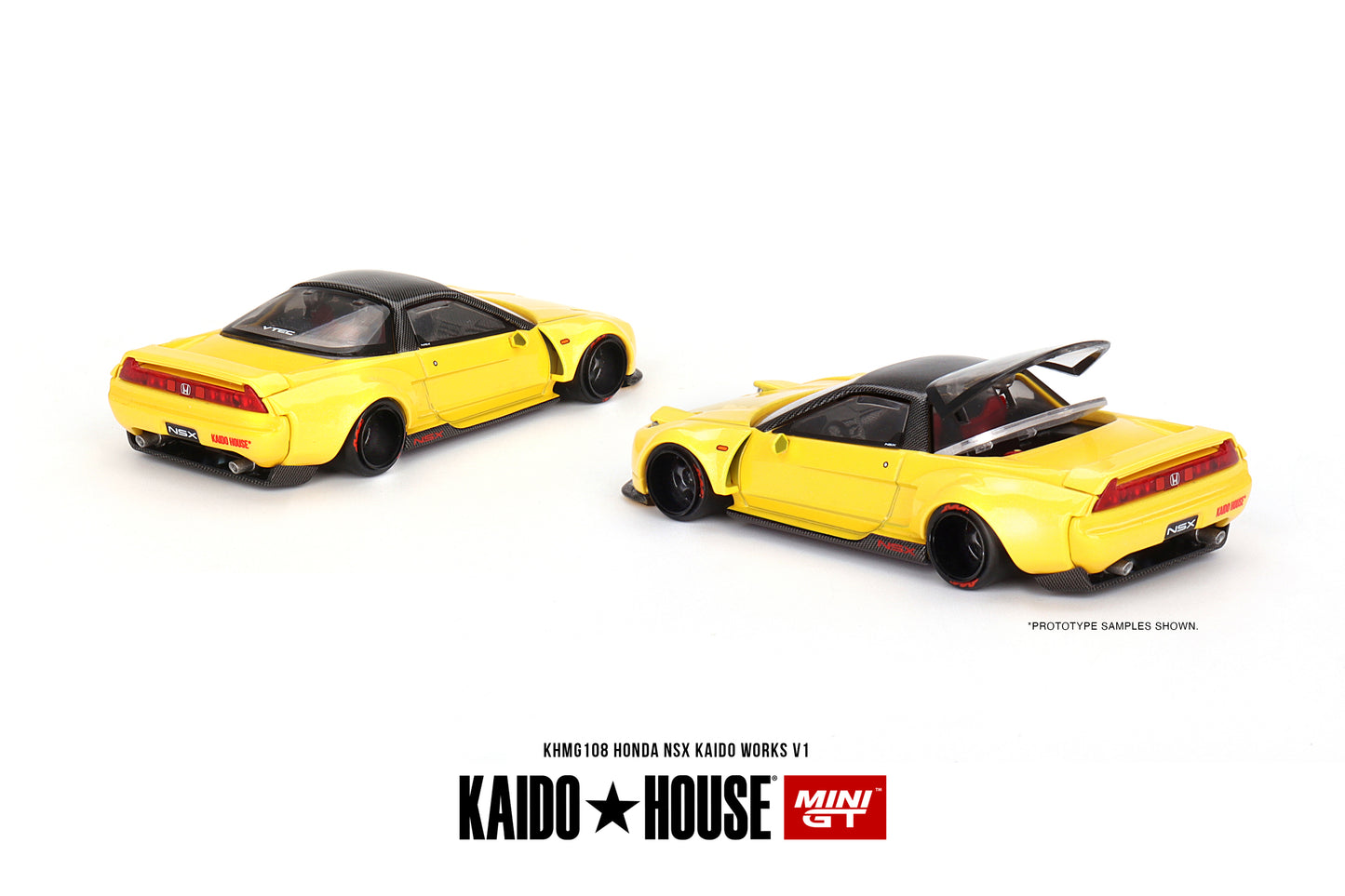 1/64 Kaido House x Mini GT Honda NSX Kaido WORKS V1 Yellow Limited Edition KHMG108 SEALED