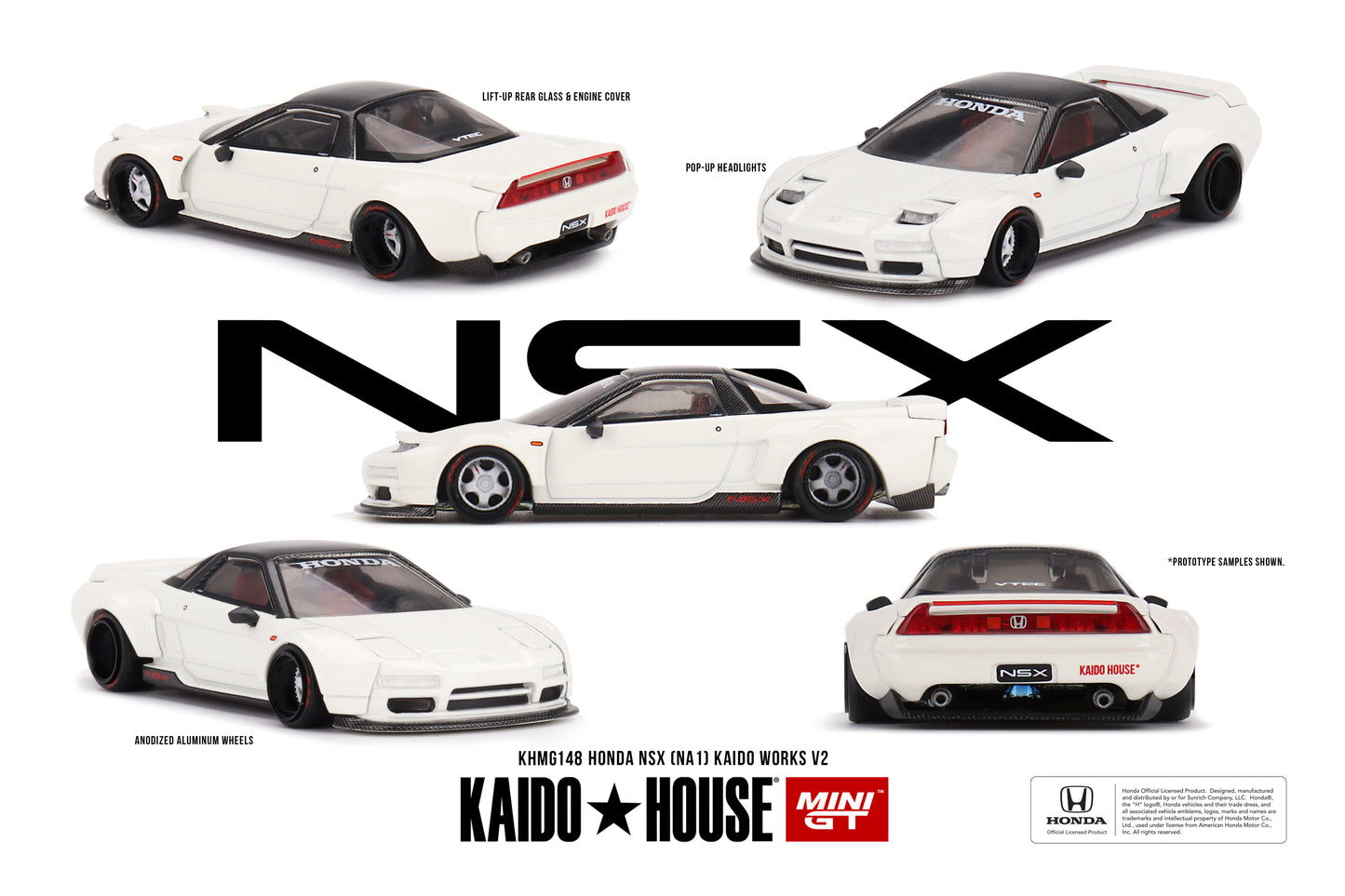 1/64 Kaido House x Mini GT Honda NSX (NA1) Kaido WORKS V2 – White Limited Edition KHMG148 SEALED