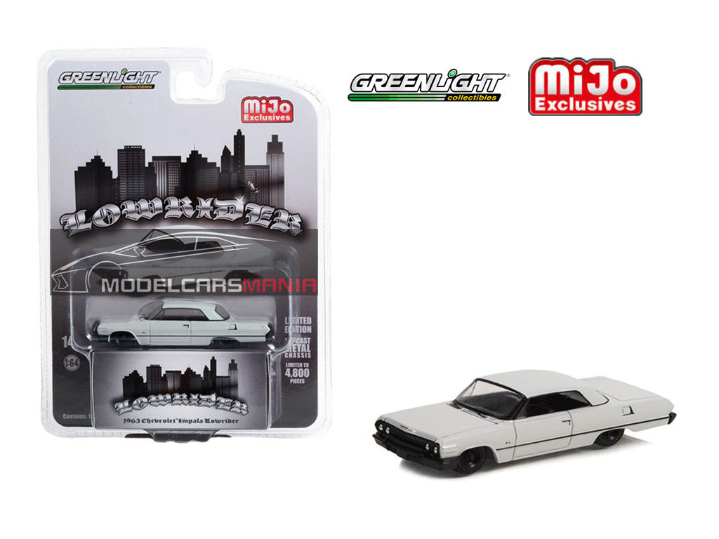 1/64 Greenlight Lowrider 1963 Chevrolet Impala SS Grey Limited Edition 51465