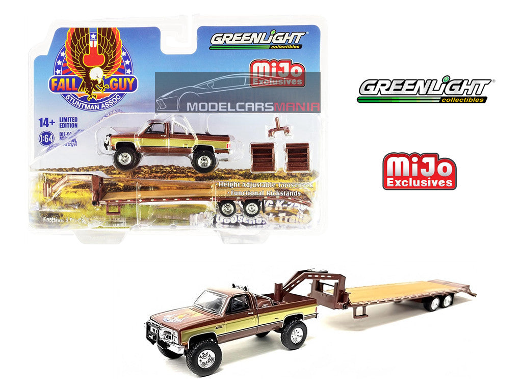 1/64 Greenlight Mijo Exclusives 1982 GMC K-2500 The Fall Guy Truck with Gooseneck Trailer Limited Edition 51426
