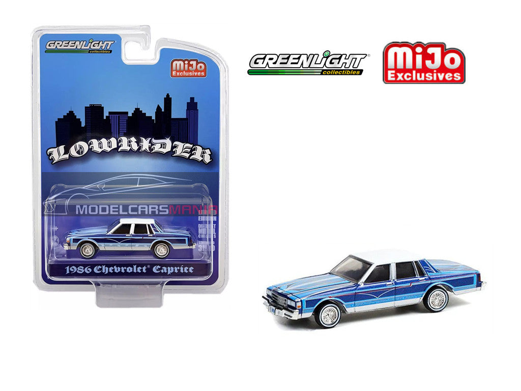 1/64 Greenlight Mijo Exclusive 1986 Chevrolet Caprice Lowrider (Blue) Limited Edition 51389