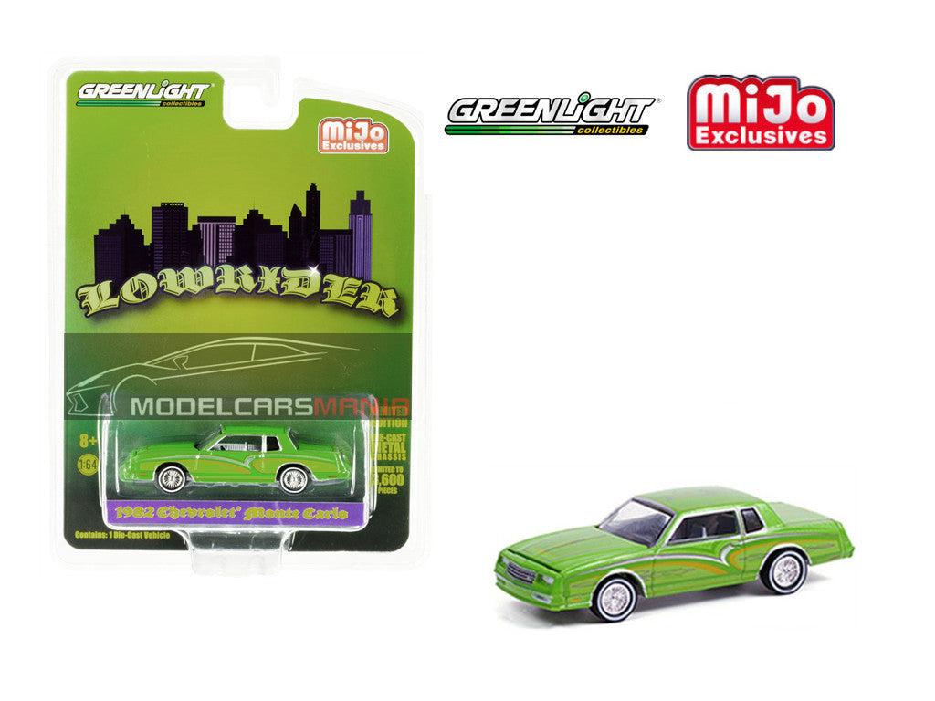 1/64 Greenlight Mijo Exclusive 1982 Chevrolet Monte Carlo Lowrider (Green) Limited Edition 51388