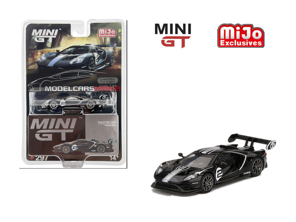 1/64 Mini GT #297 Ford GT MK II #2 Shadow Black Limited Edition mgt00297