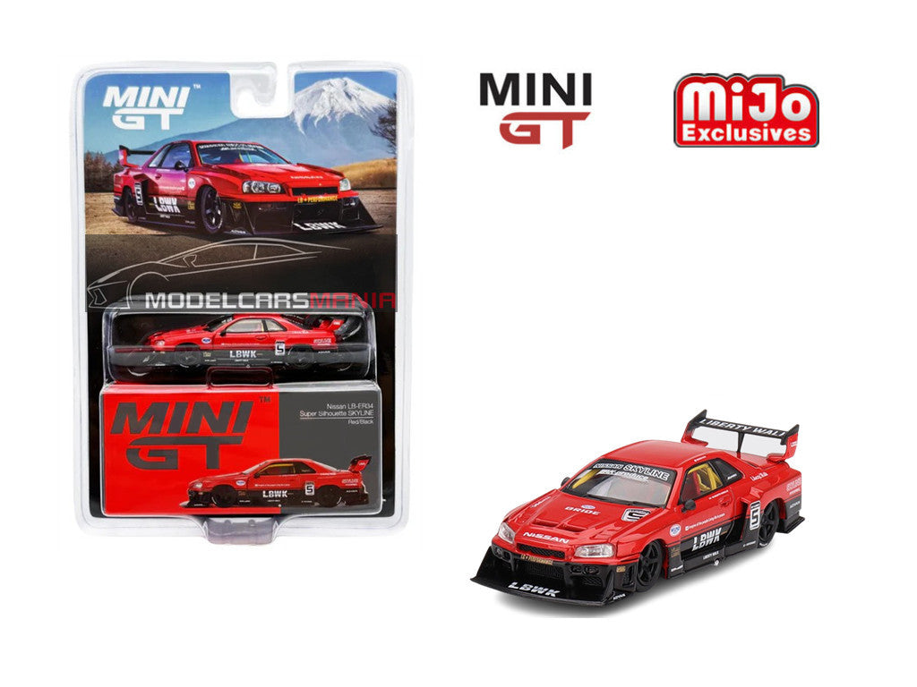 1⁄64 Mini GT #843 Nissan LB-ER34 Super Silhouette SKYLINE – Red