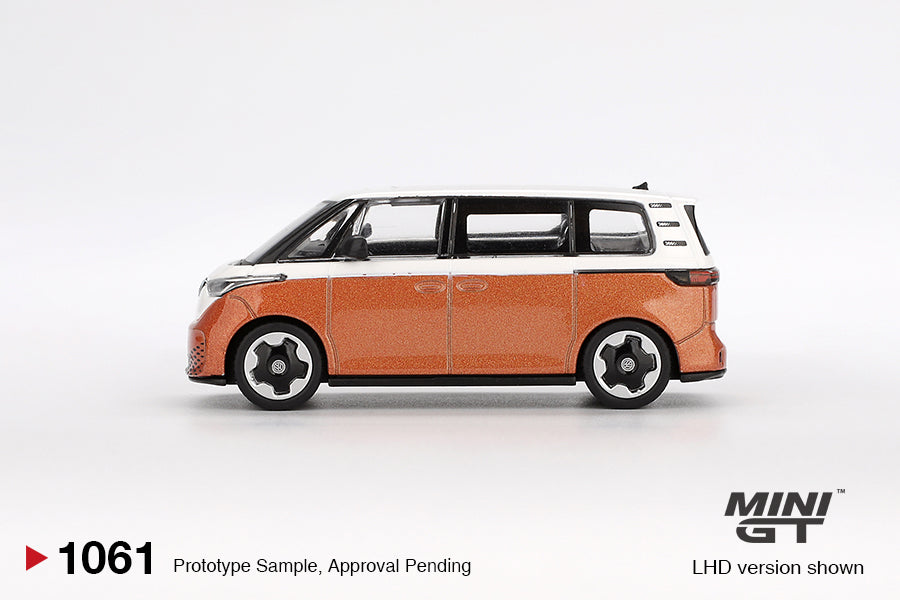 1:64 Mini GT #1061 Volkswagen ID.Buzz Candy White / Energetic Orange Limited Edition mgt01061