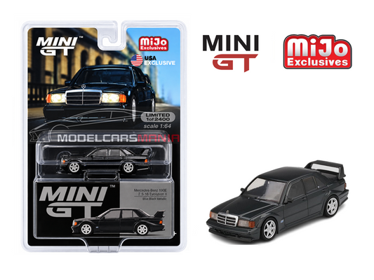 1:64 Mini GT #164 Mercedes-Benz 190E 2.5-16 Evolution II Black Limited Edition MGT00164