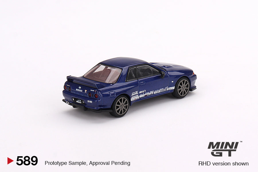 1/64 Mini GT #589 Nissan Skyline GT-R Top Secret VR32 – Blue Metallic – RHD Limited Edition mgt00589