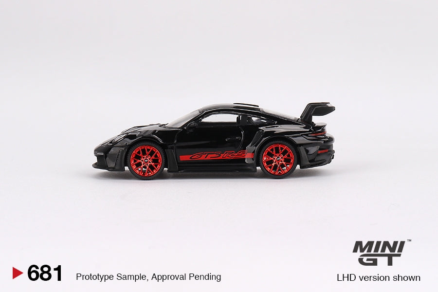 1/64 Mini GT #681 Porsche 911 (992) GT3 RS – Black with Pyro Red Limited Edition mgt00681