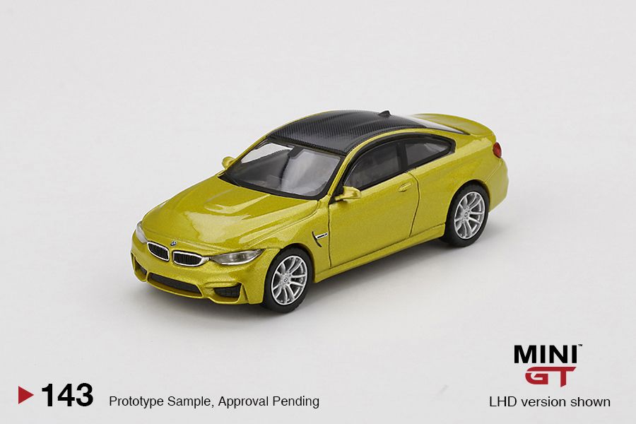 1/64 Mini GT #143 BMW M4 (F82) Austin Yellow Metallic Limited Edition mgt00143