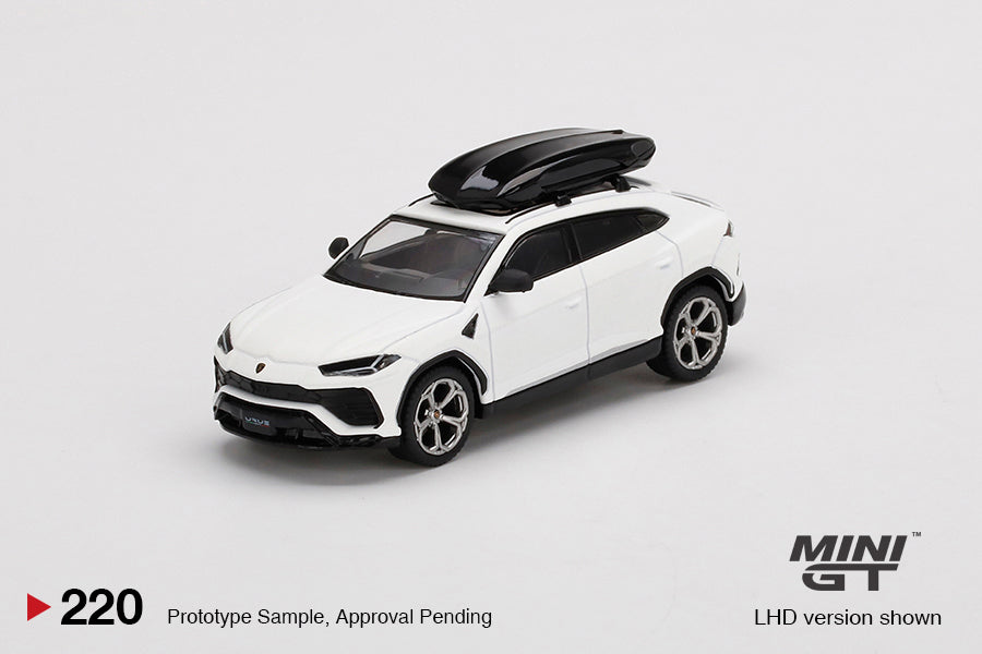 1:64 Mini GT #220 Lamborghini Urus W/ Roof Box White Limited Edition MGT00220