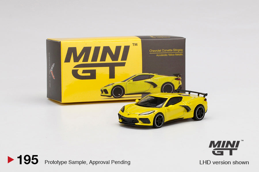 1/64 Mini GT #195 2020 Chevrolet Corvette Stingray Accelerate Yellow Metallic Limited Edition mgt00195