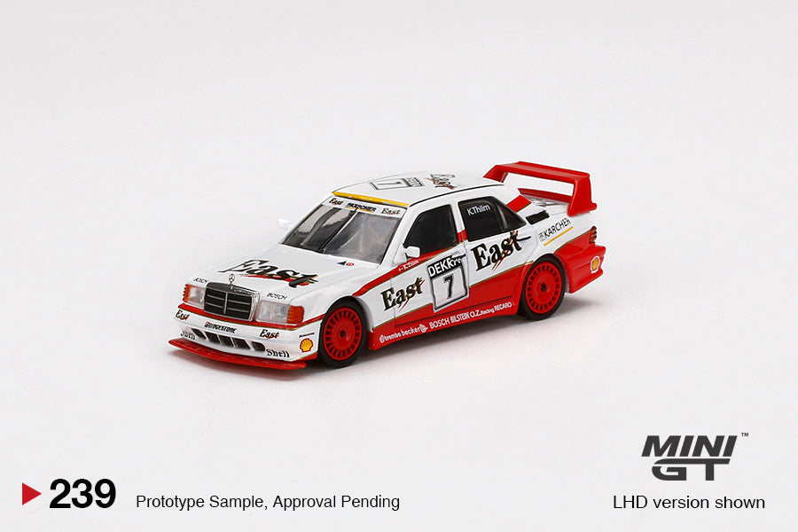 1:64 Mini GT#239 Mercedes-Benz 190E 2.5-16 Evolution II #7 "East" 1991 DTM Limited Edition mgt00239