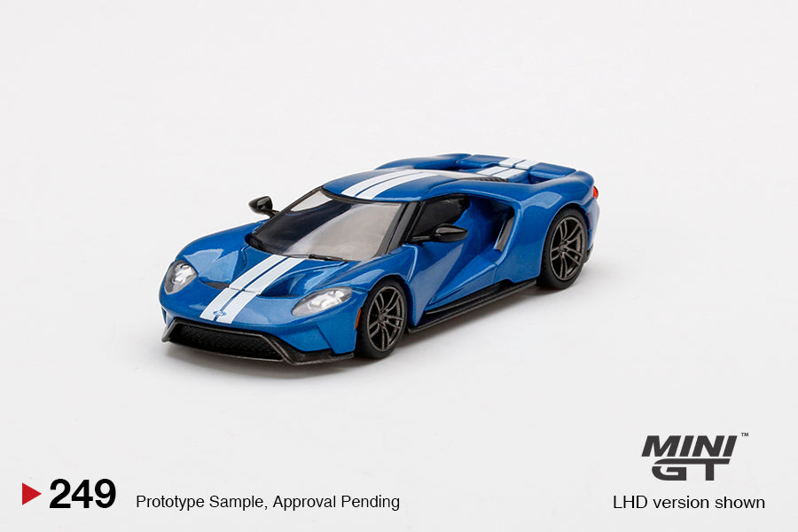 1:64 Mini GT #249 Ford GT Liquid Blue With White Racing Stripes Limited Edition MGT00249