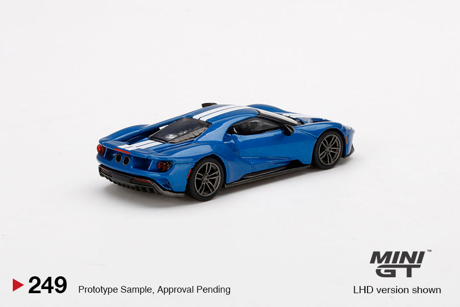 1:64 Mini GT #249 Ford GT Liquid Blue With White Racing Stripes Limited Edition MGT00249