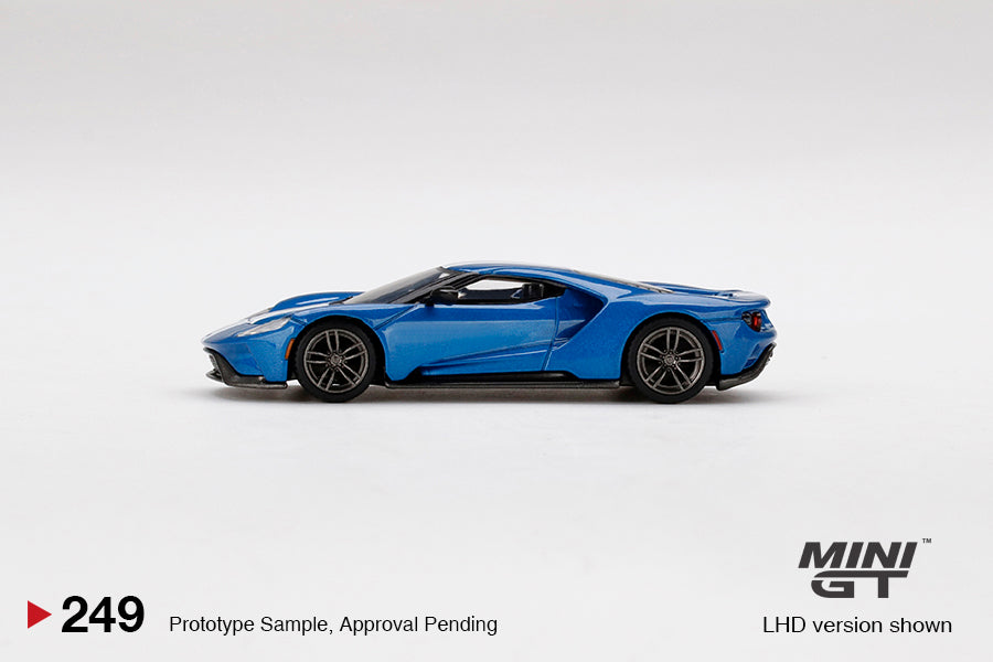 1:64 Mini GT #249 Ford GT Liquid Blue With White Racing Stripes Limited Edition MGT00249
