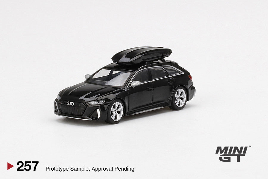 1/64 Mini GT #257 Audi RS6 Avant (Mythos Black) with Roof Box Limited Edition mgt00257