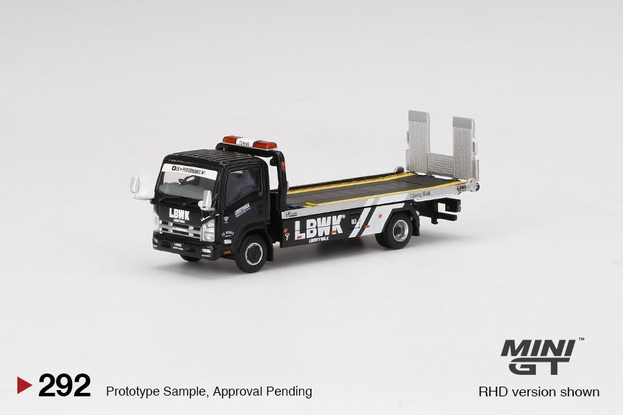 1/64 Mini GT #292 Isuzu N-Series Vehicles Flatbed Car Transport LBWK Black Limited Edition mgt00292