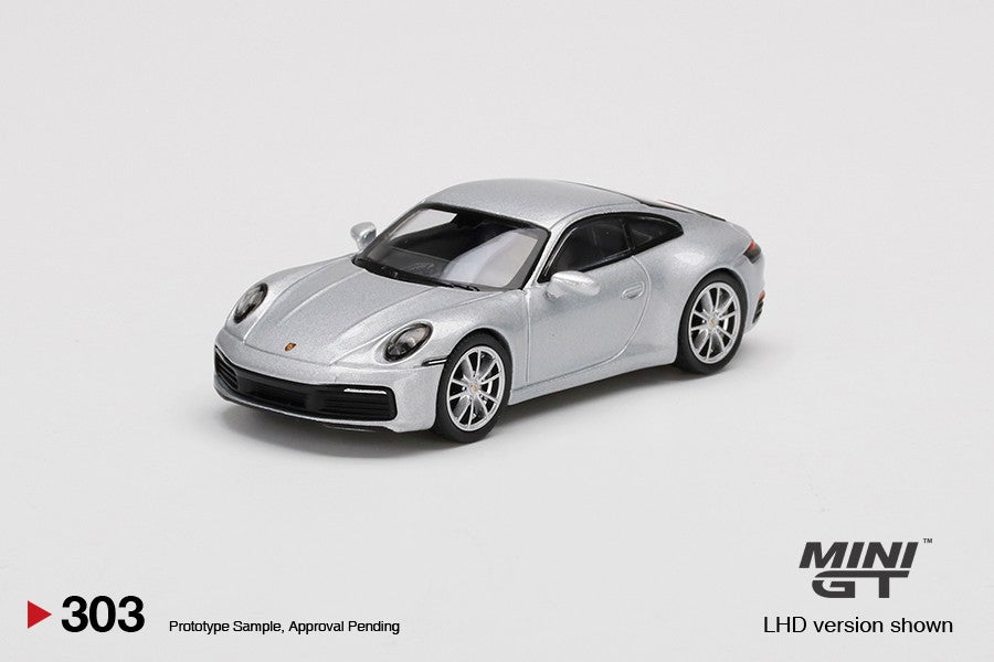 1/64 Mini GT #303 Porsche 911 (992) Carrera 4S GT Silver Metallic Limited Edition mgt00303