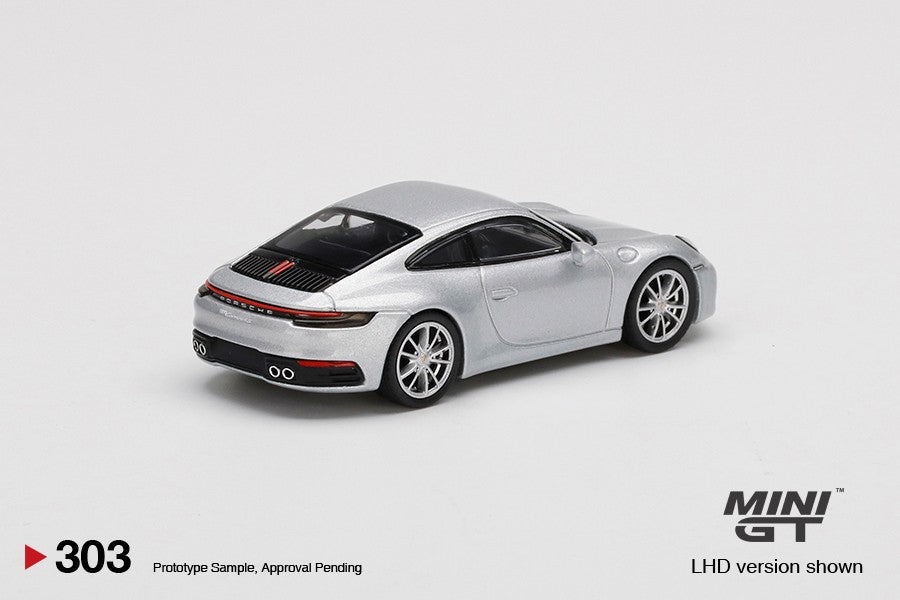 1/64 Mini GT #303 Porsche 911 (992) Carrera 4S GT Silver Metallic Limited Edition mgt00303