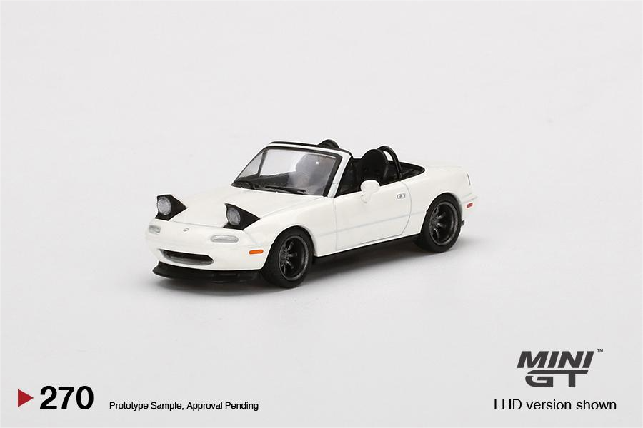 1:64 Mini GT #270 Taiwan Fred's Garage Special Exclusive Mazda Miata MX-5 (NA) Tuned Version Classic White Limited Edition mgt00270
