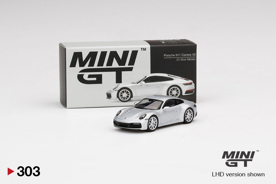1/64 Mini GT #303 Porsche 911 (992) Carrera 4S GT Silver Metallic Limited Edition mgt00303